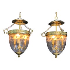 Pair of Hollywood Regency Mid 20th Century Bell Jar Lanterns