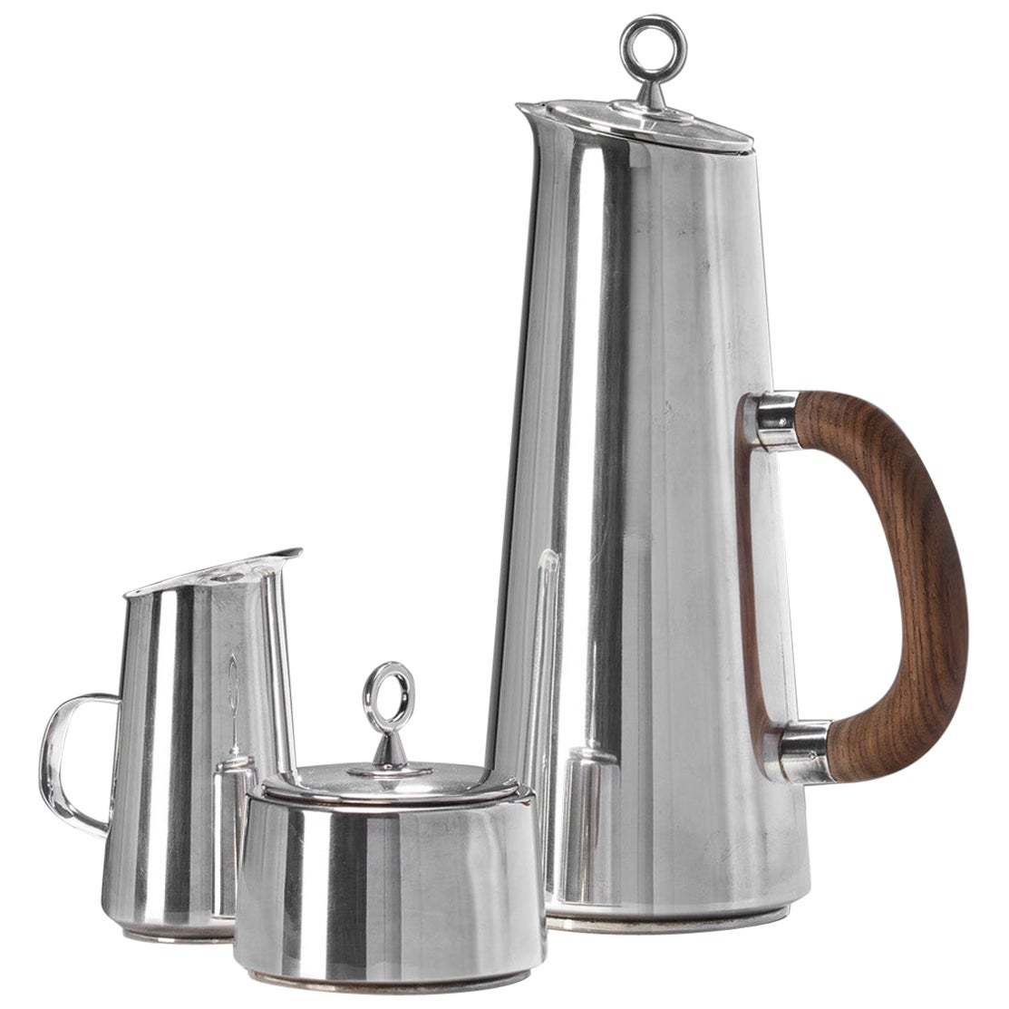 Carl Gustaf Jahnsson Dreiteiliges dreiteiliges Kaffeeservice aus Sterlingsilber, Schweden 1958 im Angebot