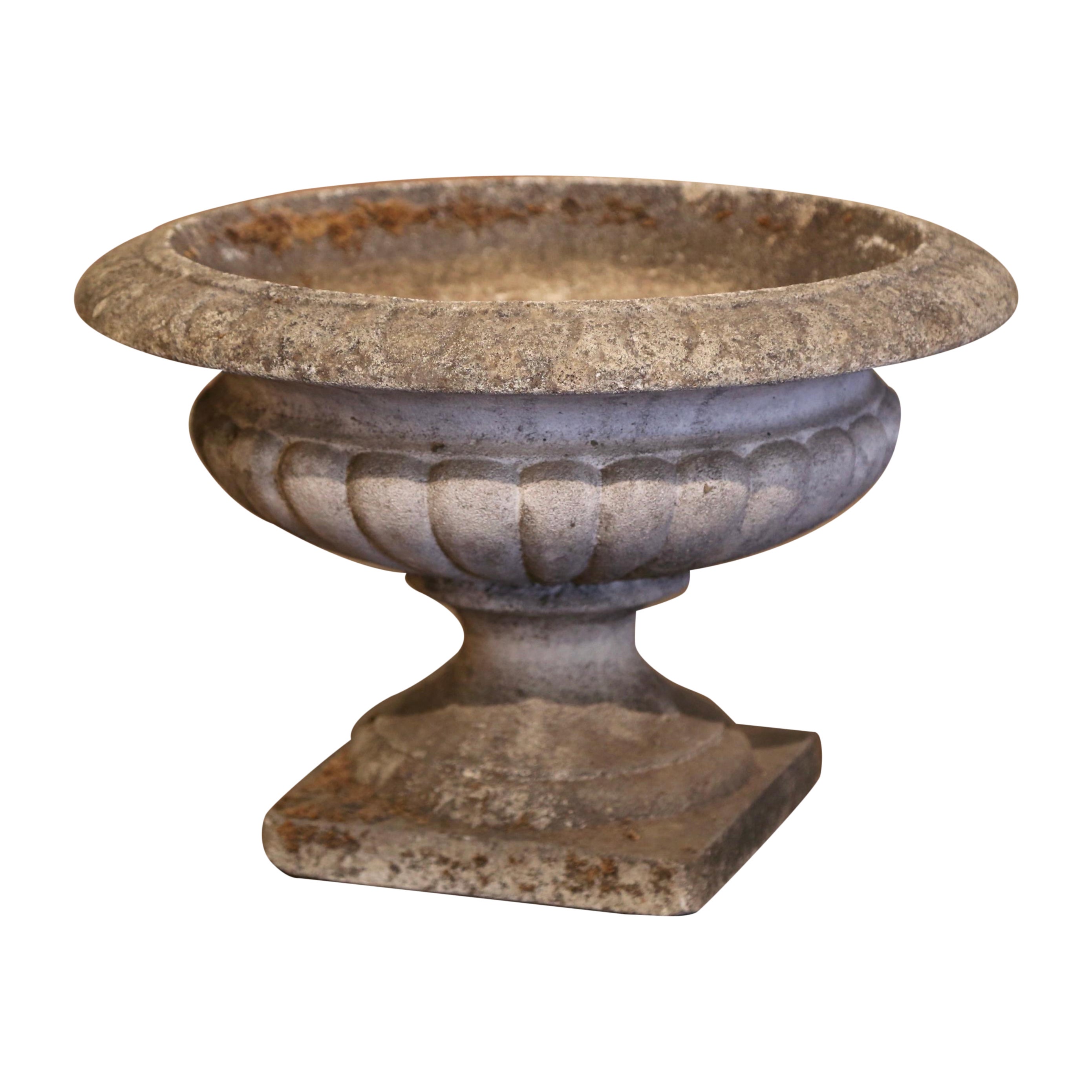 19th Century French Weathered Carved Stone Garden Planter Jardinière For Sale