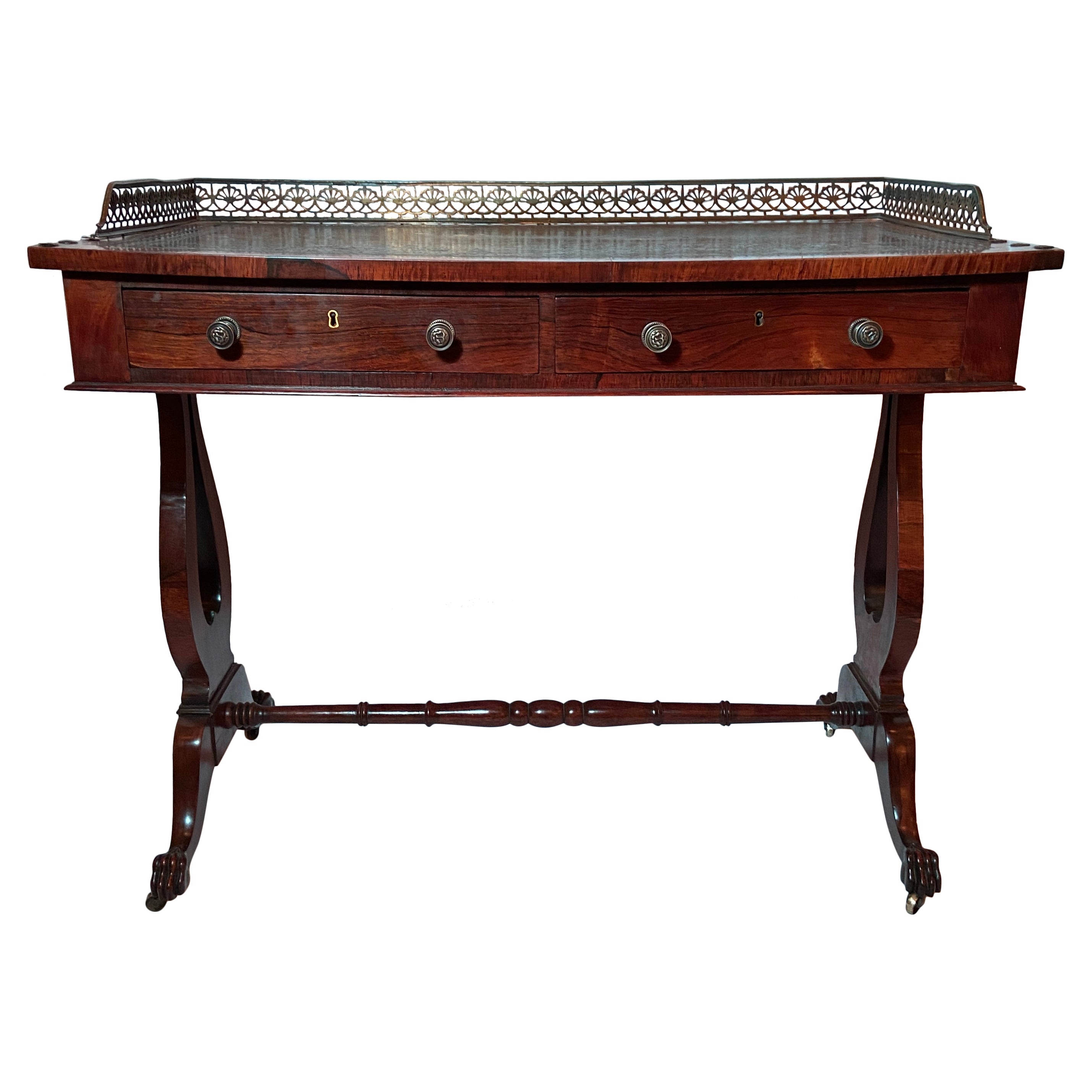 Antique English Regency Period Rosewood Writing Table, circa 1810-1820