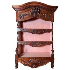 Antique Carved Walnut Wall-Mounted Spice Rack