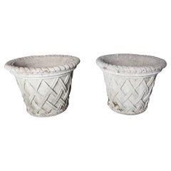 Pair of Lattice form Cast Stone Planters