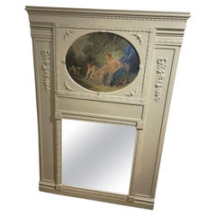 Large 19th Century Trumea mantle Mirror with Oil on Canvas