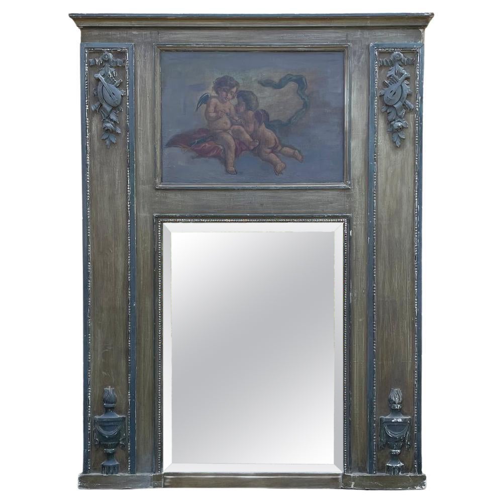 19th Century French Louis XVI Painted Trumeau For Sale