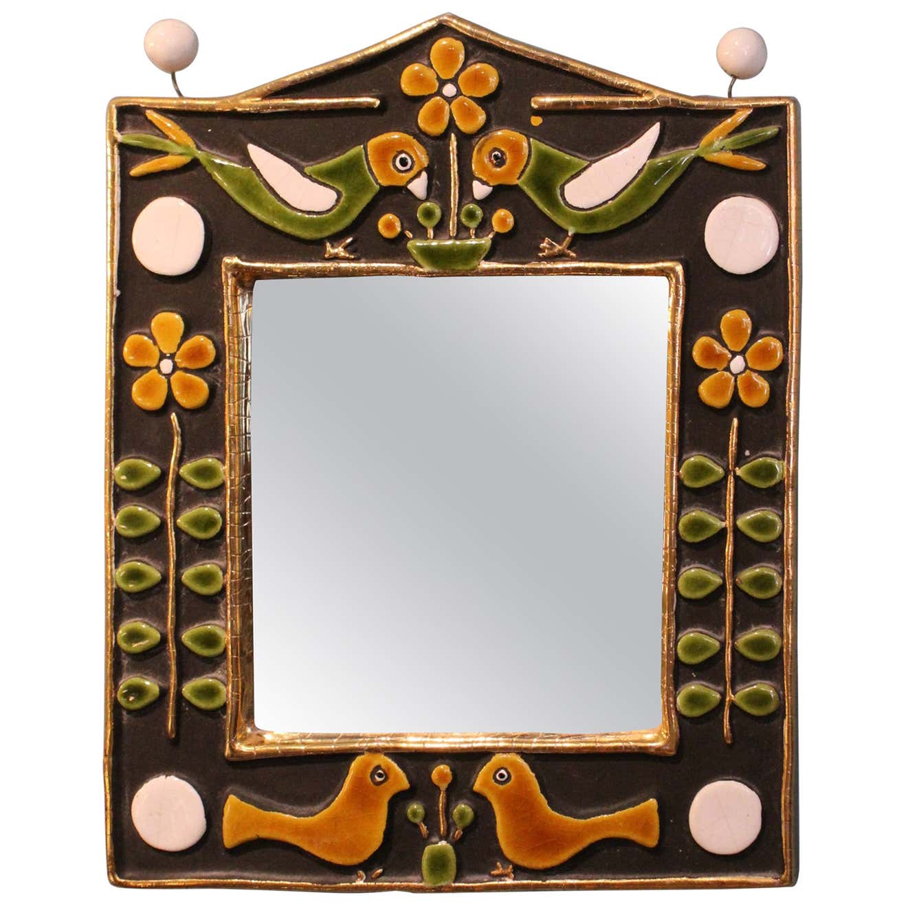 Mithe Espelt Work Ceramic Miroir by Mithe Espelt, France, circa 1960 at 1stDibs
