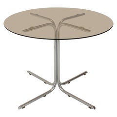 Round Dining Table Chrome and Glass Czechoslovakia / 1970s