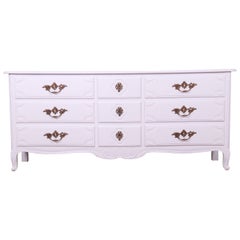 Retro Baker Furniture French Provincial Louis XV White Lacquered Dresser, Refinished