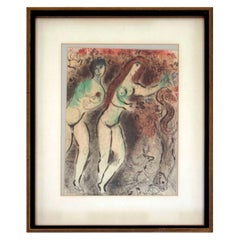 Mid-Century Modern Marc Chagall Adam & Eve and the Forbidden Fruit Lithograph 19