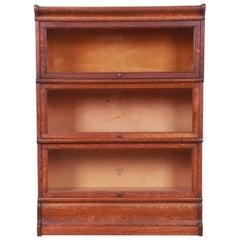 Antique Macey Arts & Crafts Oak Three-Stack Barrister Bookcase, Circa 1920s