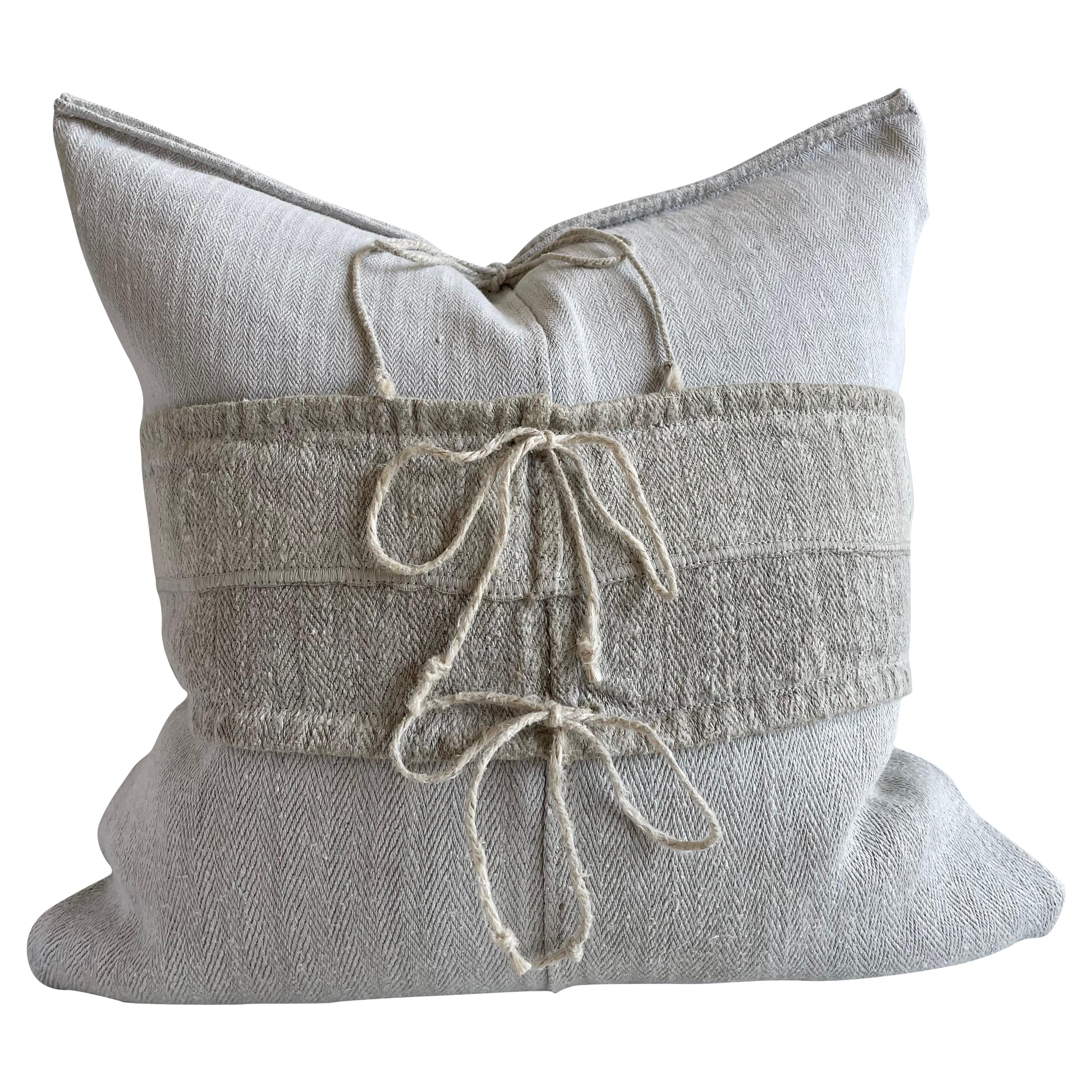 Vintage European Grain Sack Pillow with Insert