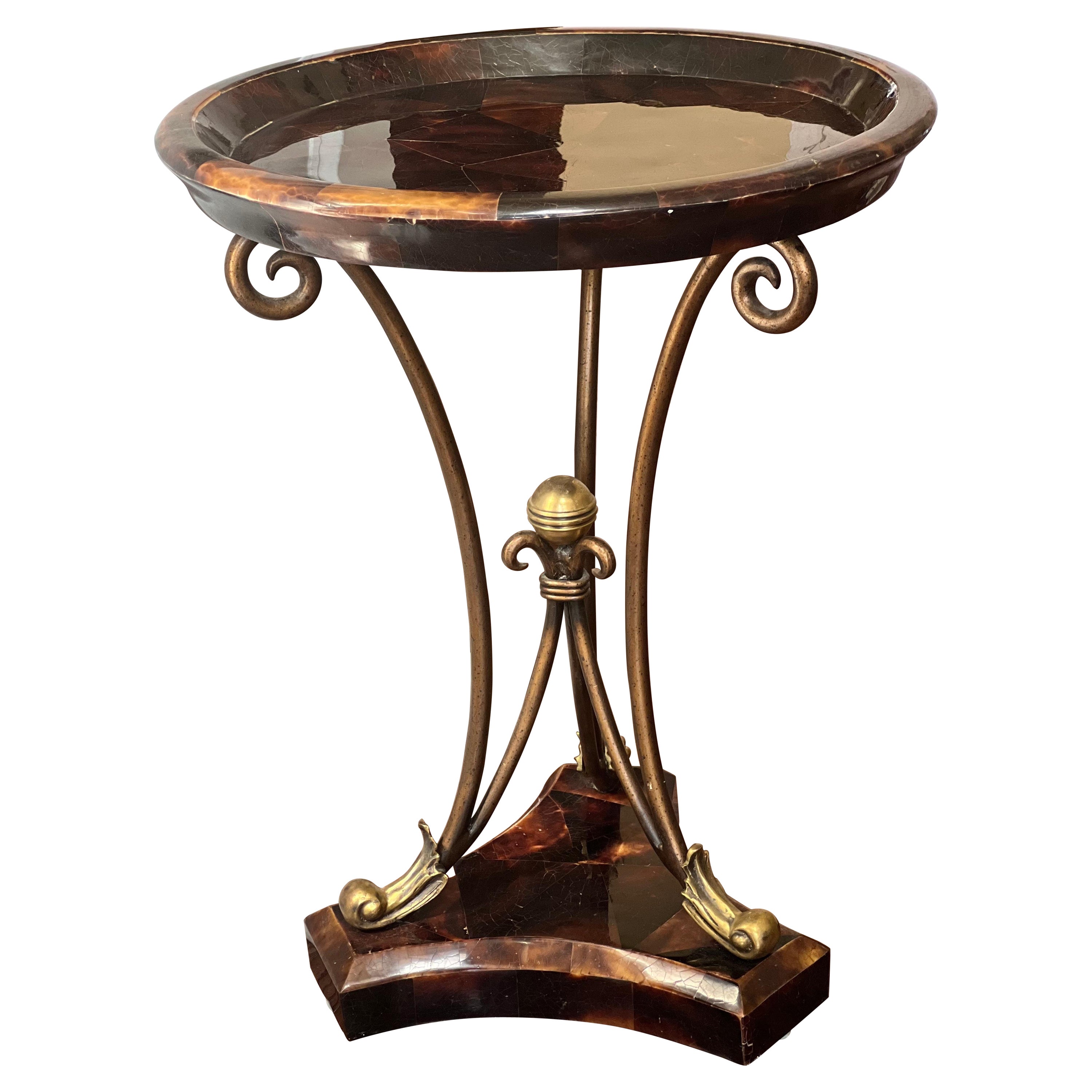 Maitland Smith Style Bamboo Rattan Hexagonal Tea Table For Sale at 1stDibs