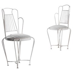 1950s French Metal Garden Chairs, a Pair