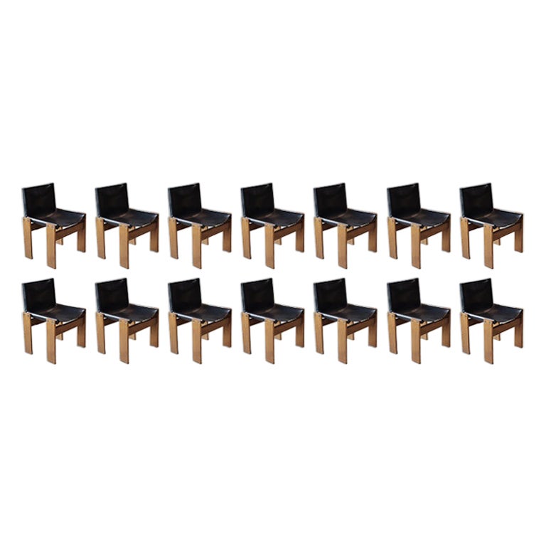 Afra & Tobia Scarpa "Monk" Chairs for Molteni, 1974, Set of 14