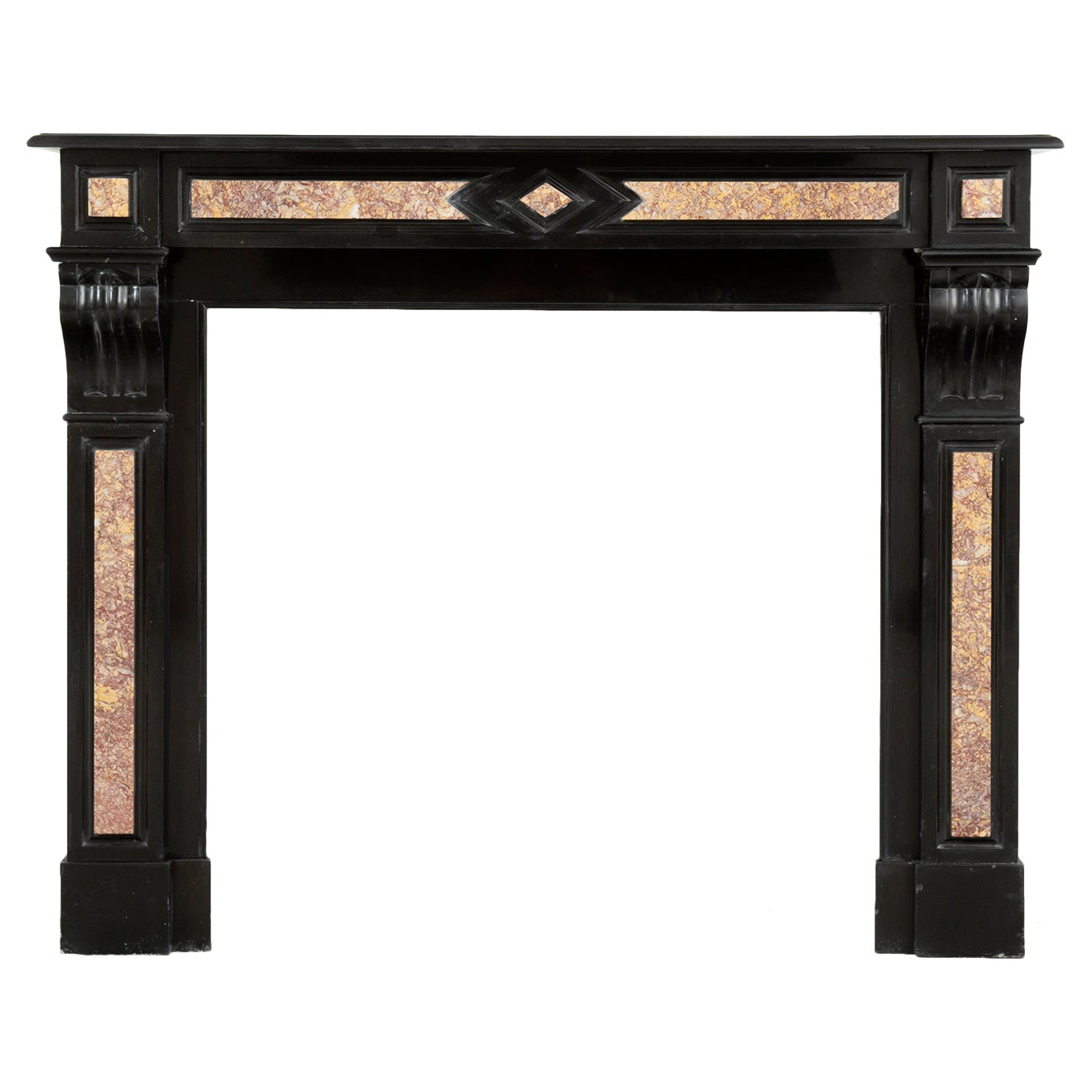 Antique Fireplace in Black Marble For Sale
