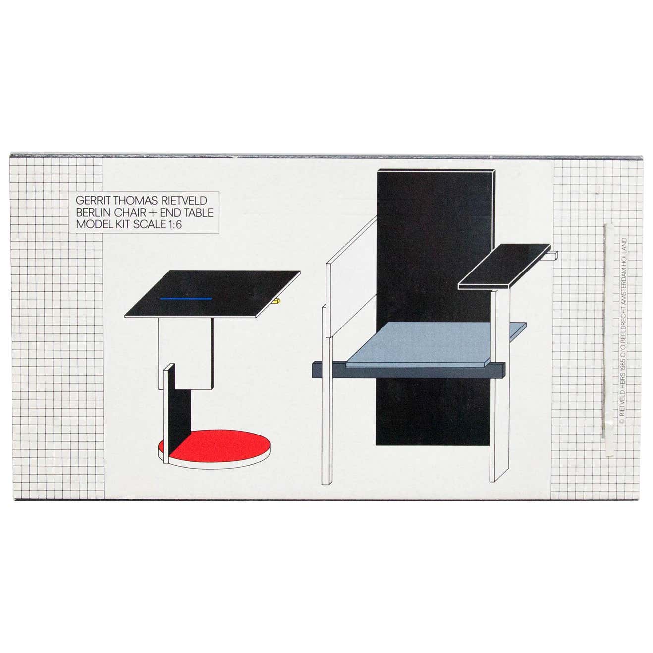 Modell-Spielzeug „Berliner Stuhl und Beistelltisch“ von Rietveld, 1985