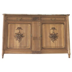 Large French Walnut 19th Century Sideboard with Marble