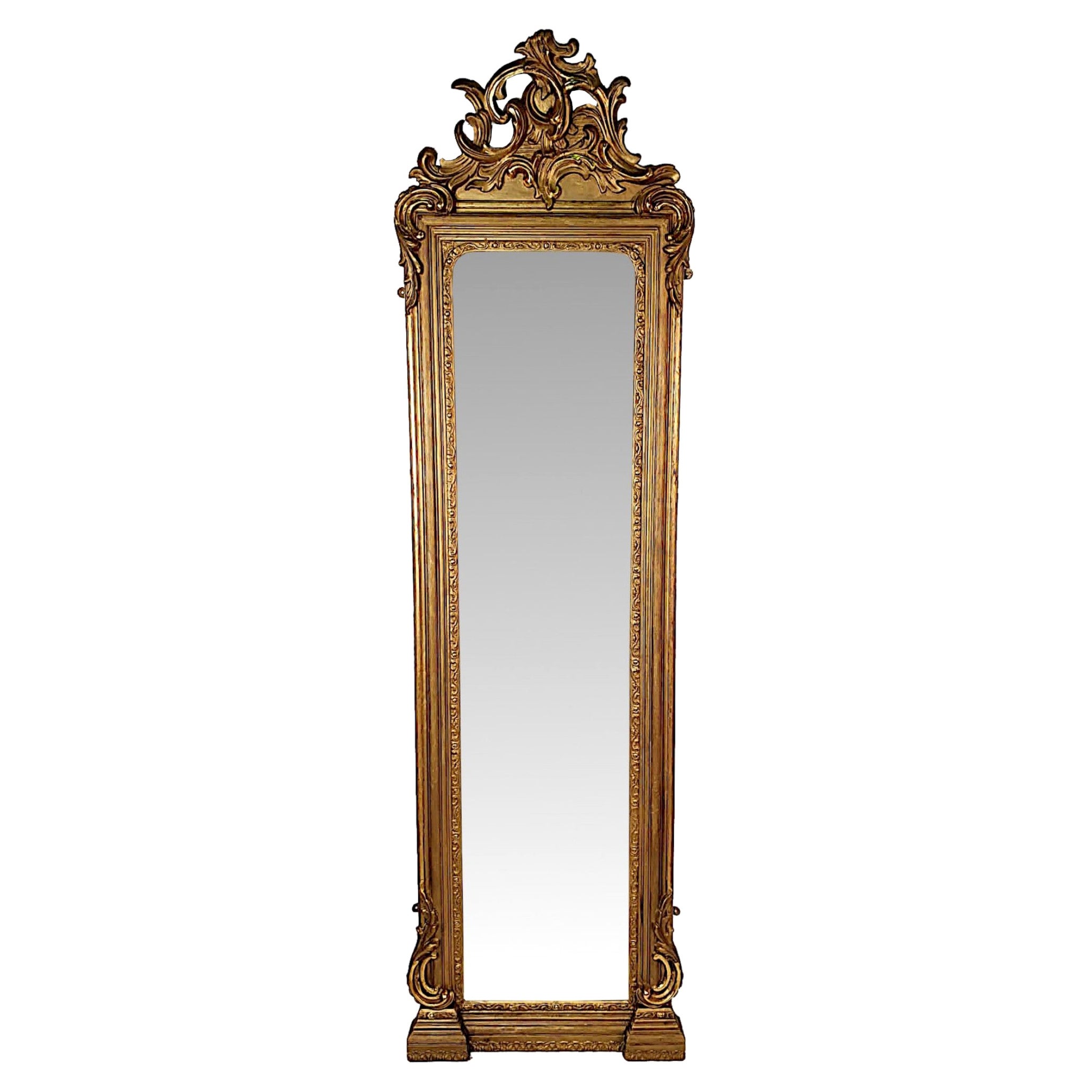Very Fine and Rare 19th Century Giltwood Pier or Dressing Mirror