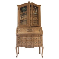 Large Retro French Louis XV Style Bookcase Bureau in Raw Wood