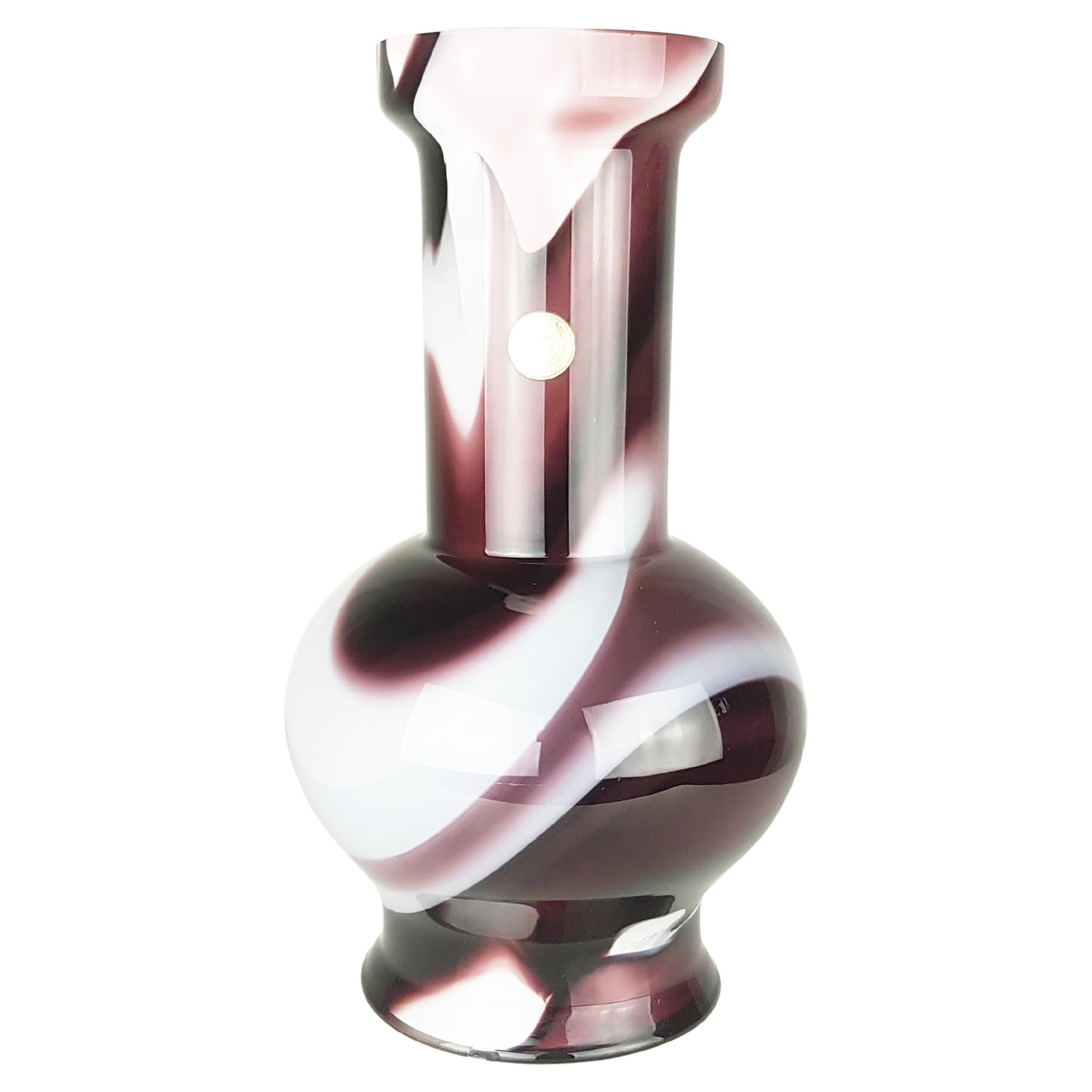 Purple & White Murano Glass 1970s Vase by Carlo Moretti