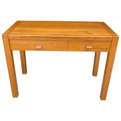 Maison Regain, Desk Table, or Side Table in Solid Elm, Leather Handles