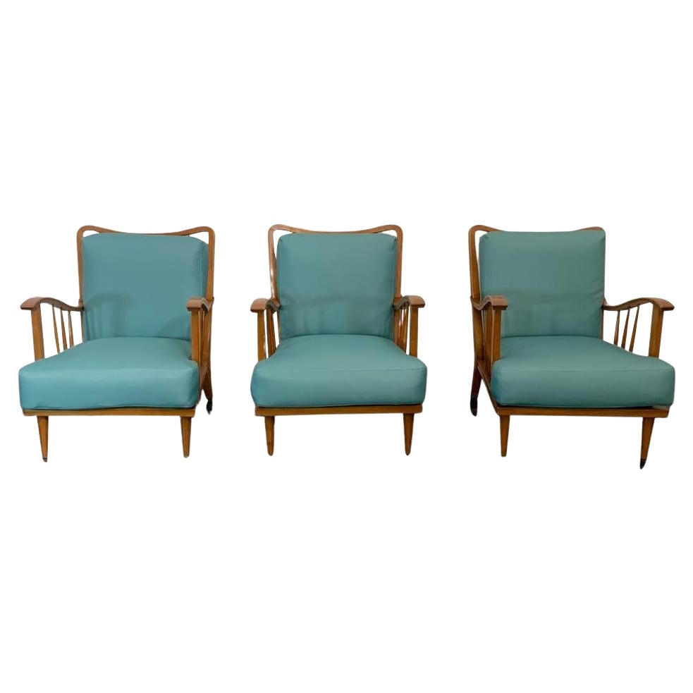 Maple Lounge Chairs, 1950s, Set of 3