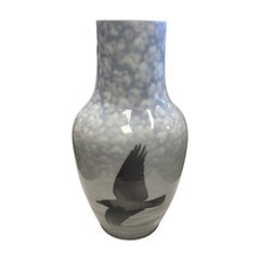 Royal Copenhagen Art Nouveau Unique Vase by Stephan Ussing from 1903 with Birds