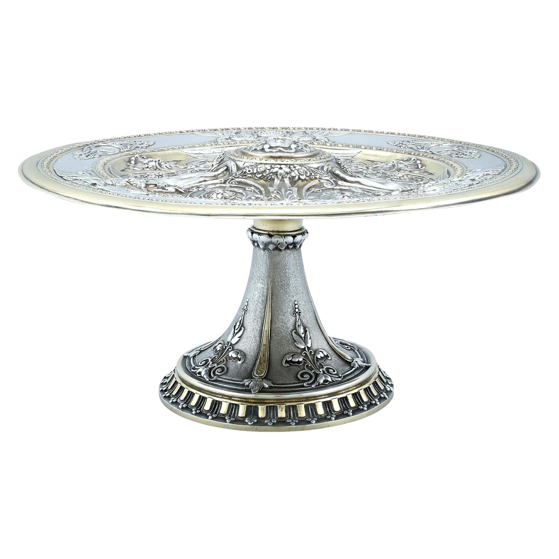 Antique Victorian Sterling Silver and Parcel Gilt Tazza For Sale