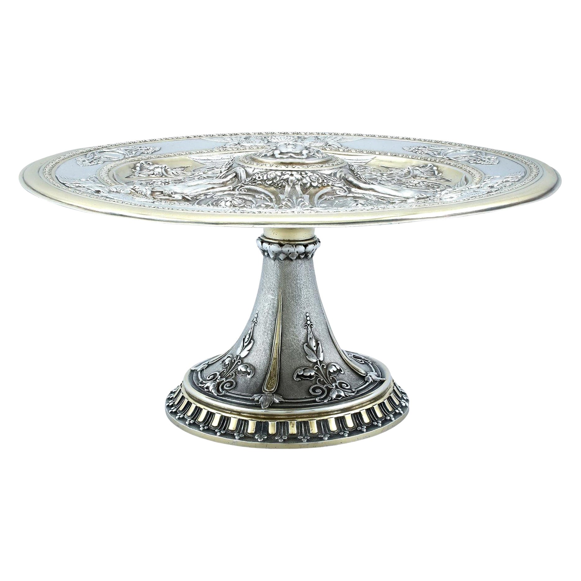 Tazza ancien victorien en argent sterling et or doré à la feuille en vente