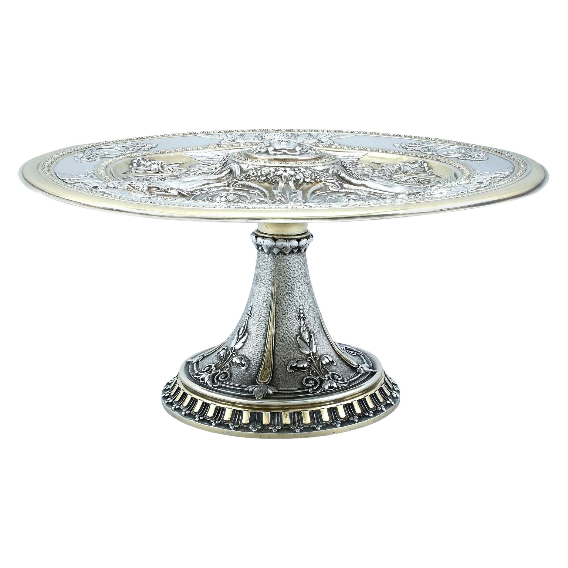 Tazza Victoriana de Plata de Ley y Parcela Dorada