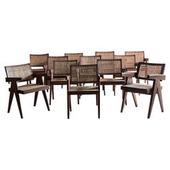 Pierre Jeanneret PJ-010100T Floating Back Office Chairs Set of 12 Circa 1959