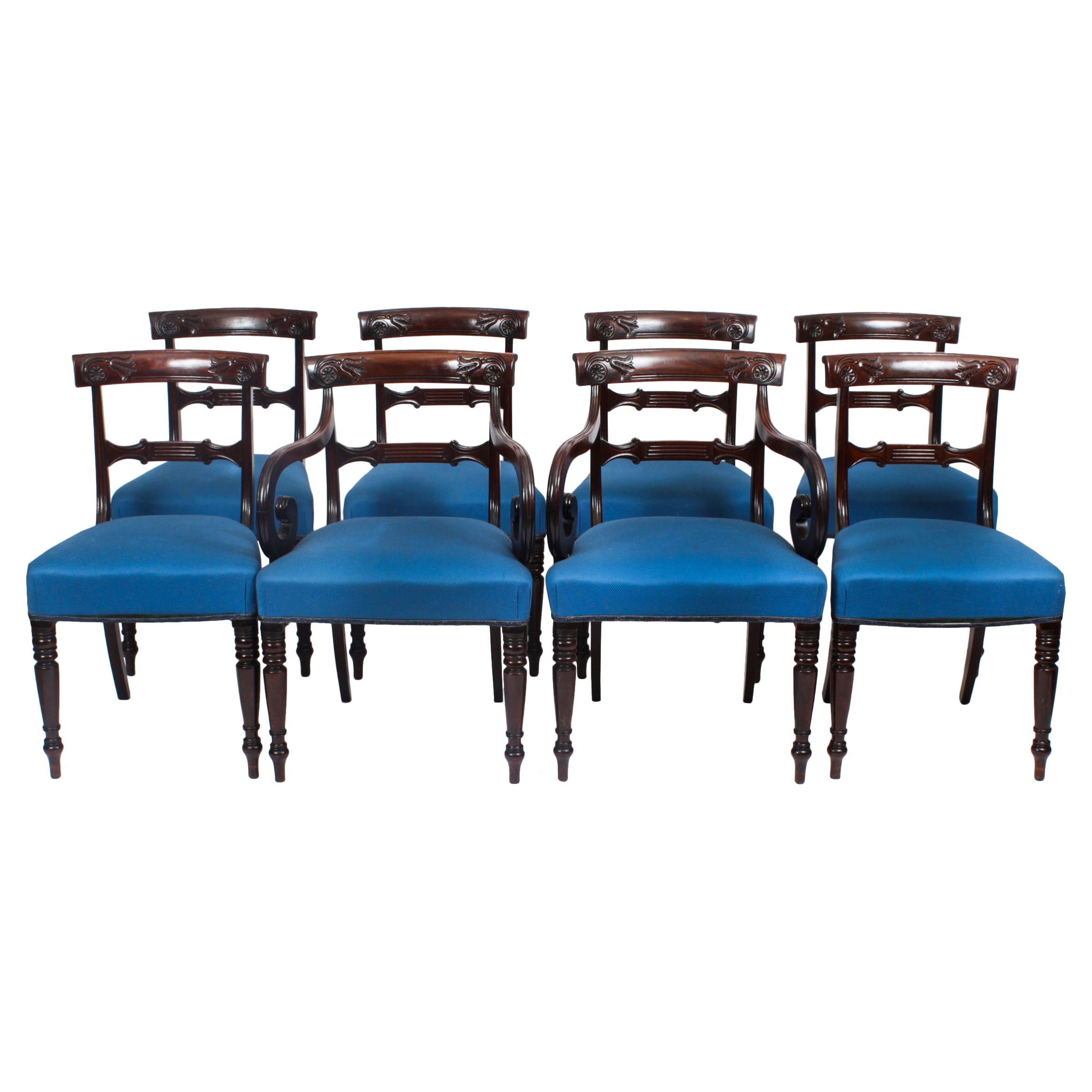 Antique Set 8 Regency Period Dining Chairs, 19th Century