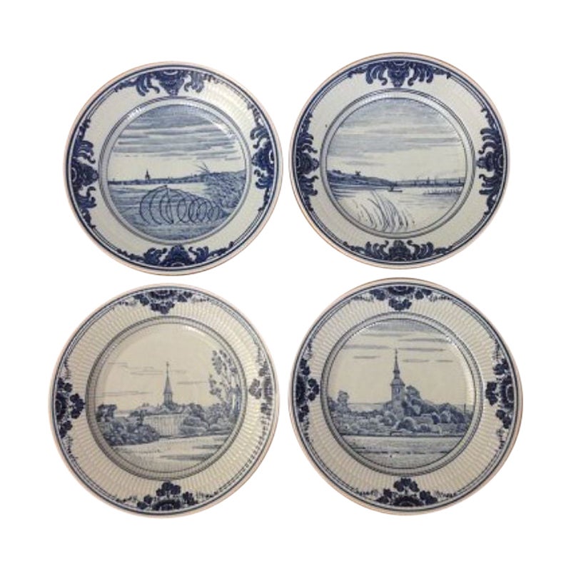 Set of 9 Royal Copenhagen Unique Dinner Plates from Bonnesen Service from 1916 For Sale