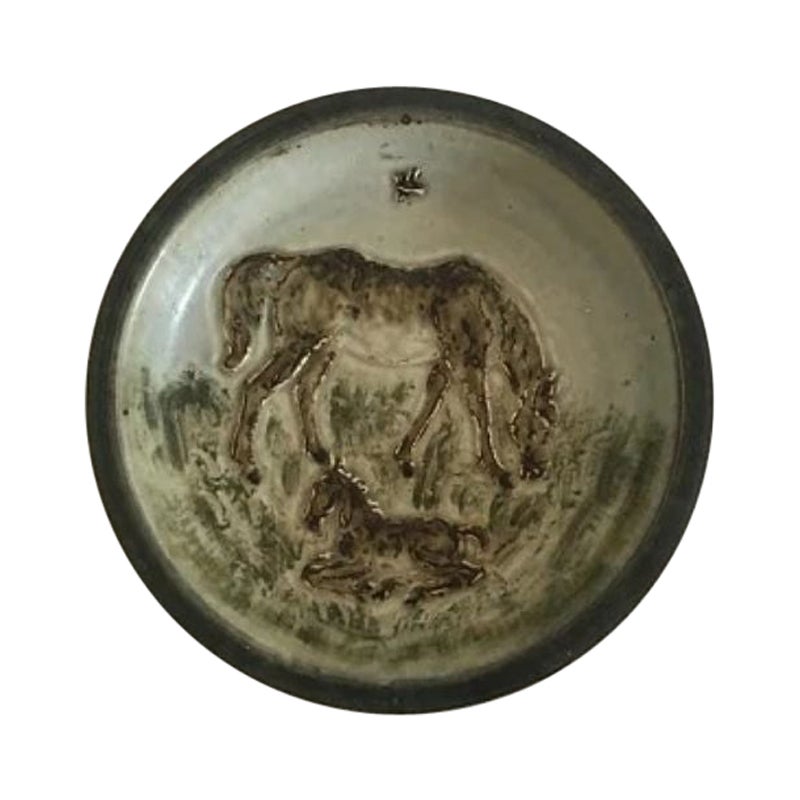 Royal Copenhagen Stoneware Tray/Bowl with Horse by Knud Kyhn No 21585 For Sale
