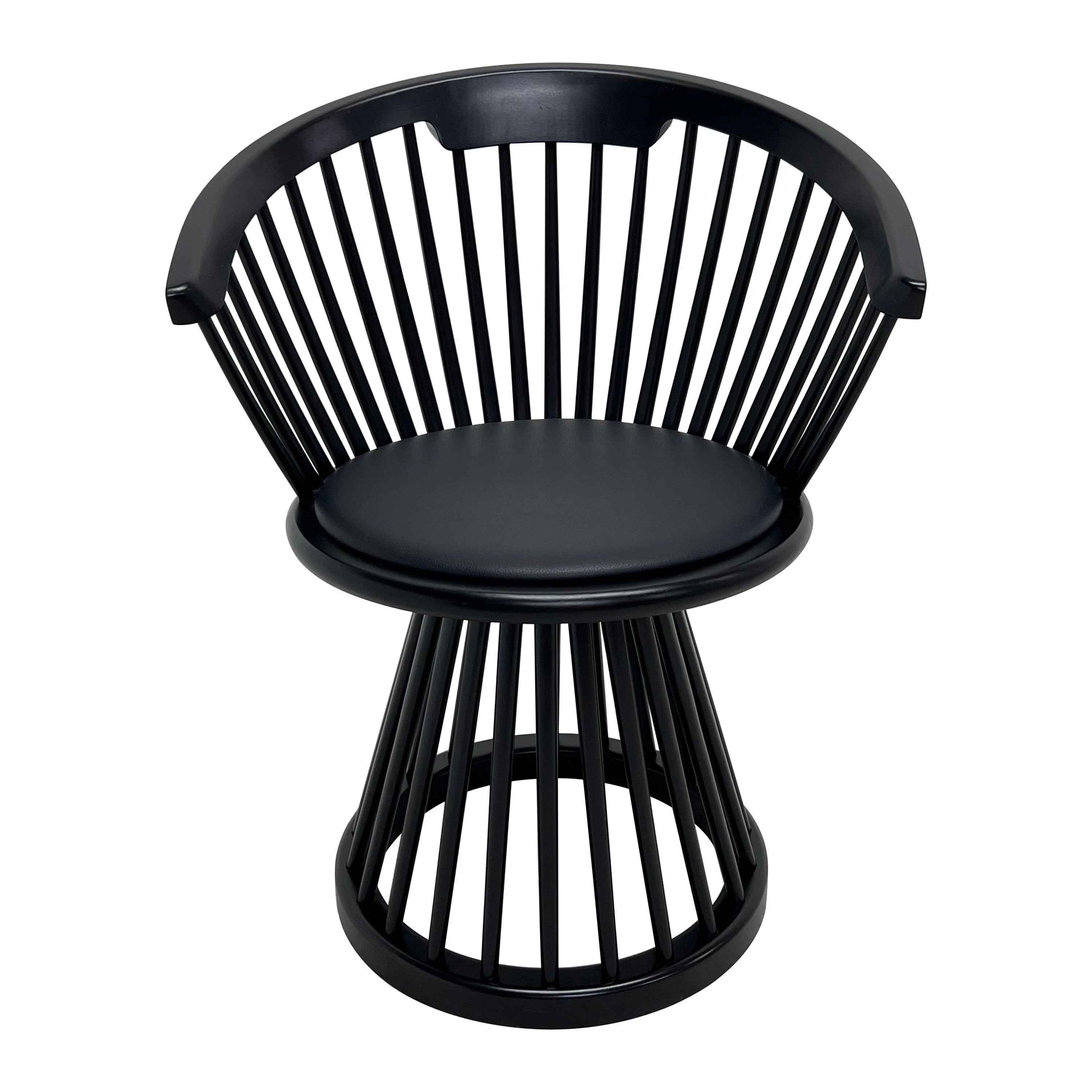 Tom Dixon Black Fan Dining Chair with Leather Seat Pad