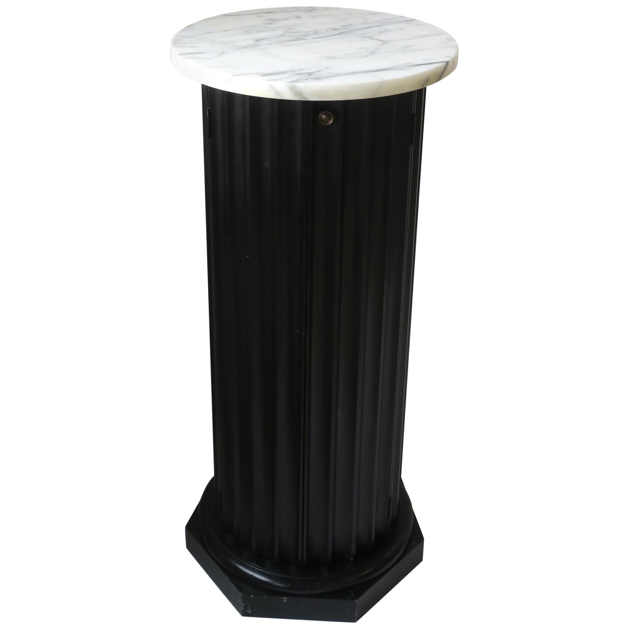 Black Neoclassical Style Column Pedestal Pillar Stand Marble Top For Sale