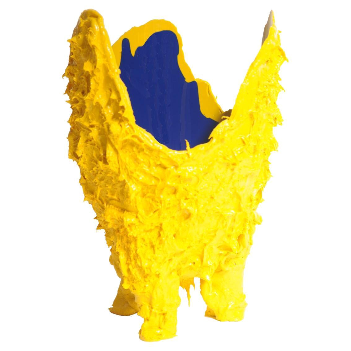 21ème siècle Vase Gaetano Pesce Lava XL en résine jaune et bleu en vente