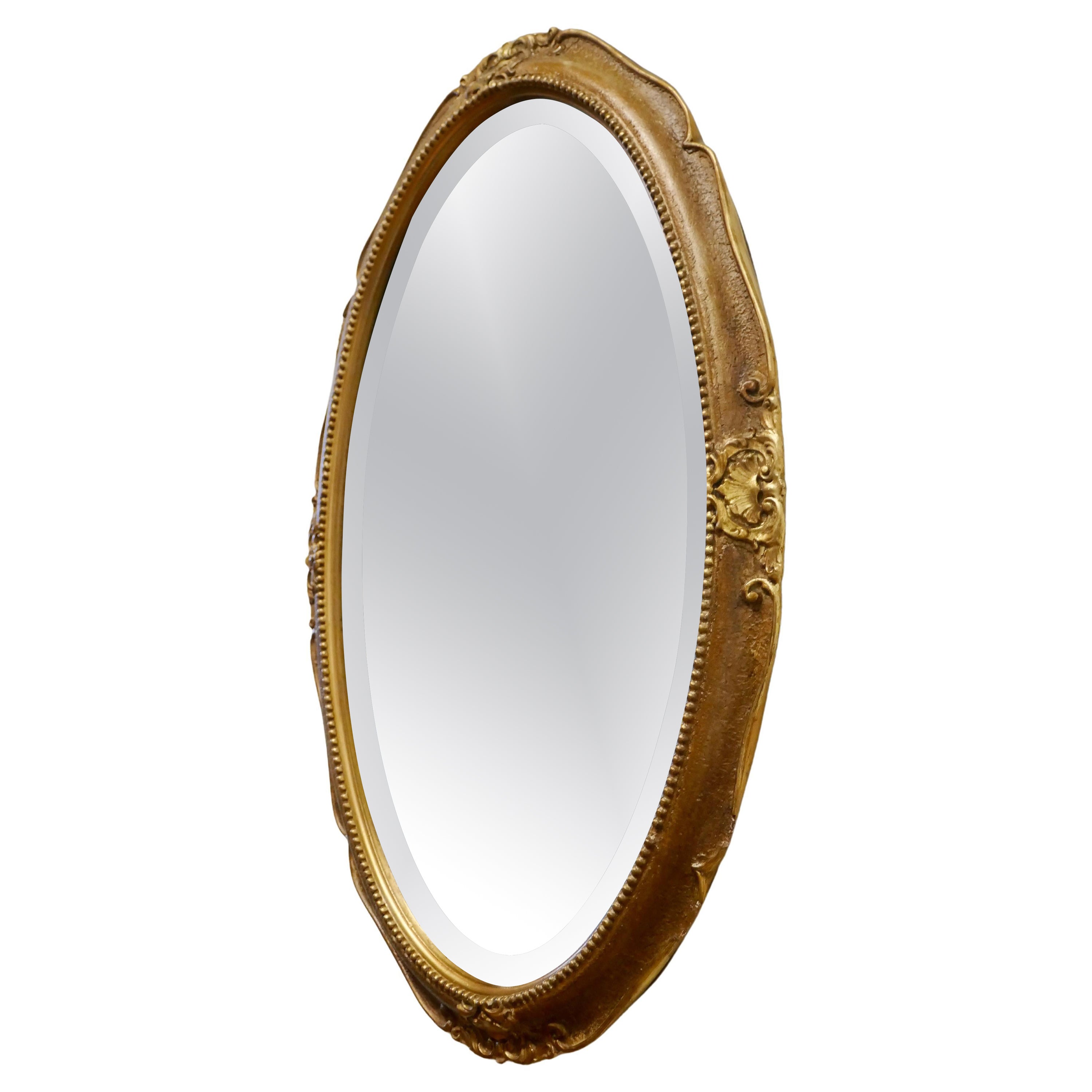 Art Deco Oval Gilt Wall Mirror