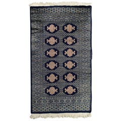 Vintage Original Pakistani Hand-Woven Oriental Blue Bukhara Rug from Ikea, 1960s
