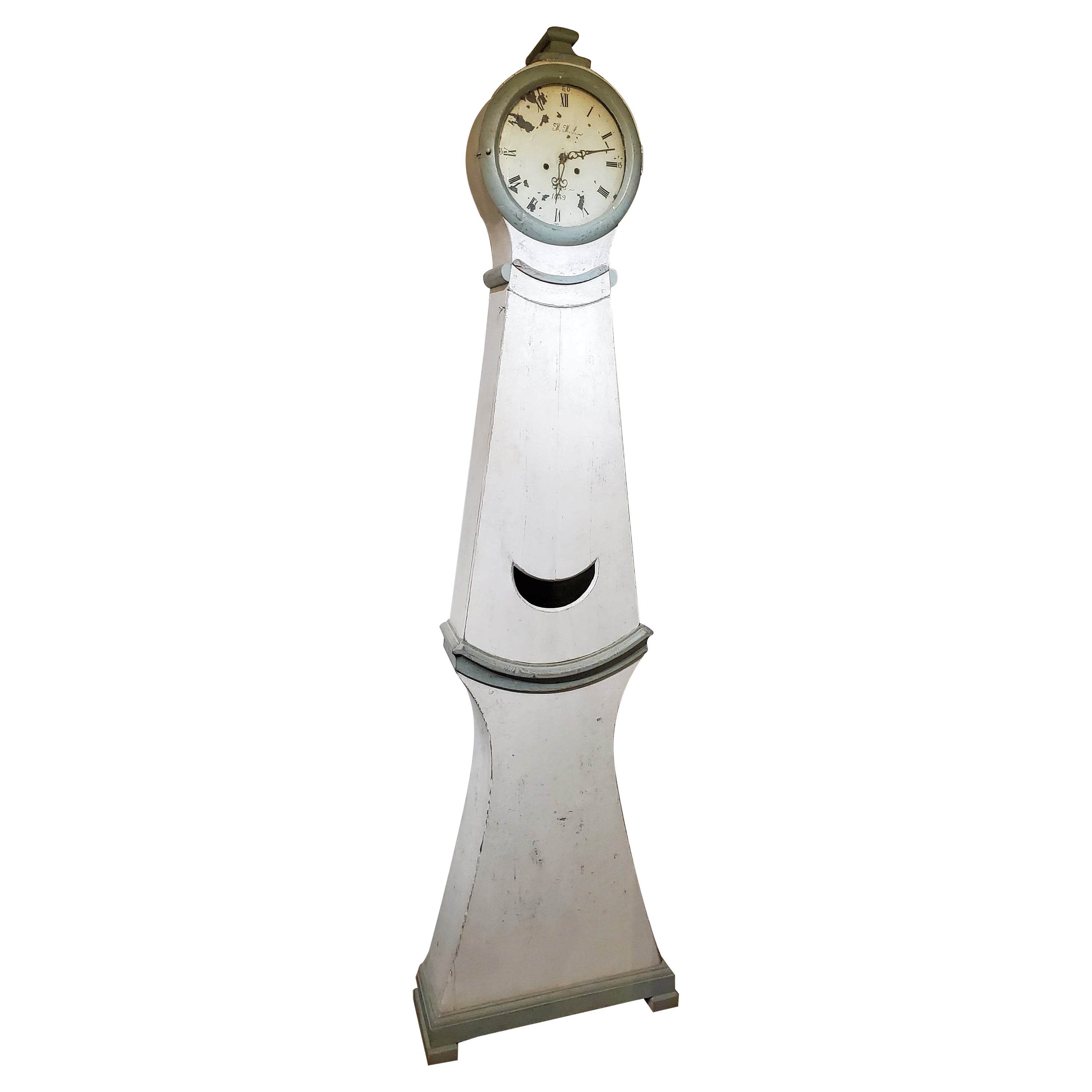 Horloge suédoise à boîtier long en bois de la fin du XIXe siècle