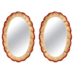 Pair of Pink and Red Murano Mirrors