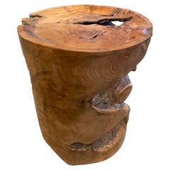 Andrianna Shamaris Mesa auxiliar con bandeja de madera de teca natural orgánica