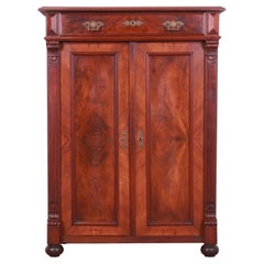 Antique Victorian Burled Walnut Bookcase or Bar Cabinet, Circa 1880s