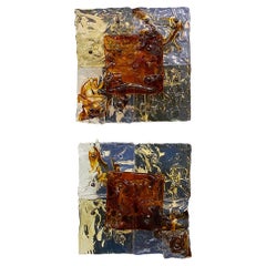 One Pair Venini 1970s Patchwork Glass Sconces
