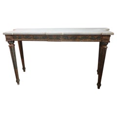 18th Century Italian Louis XVI Painted and Parcel Gilt Console Table