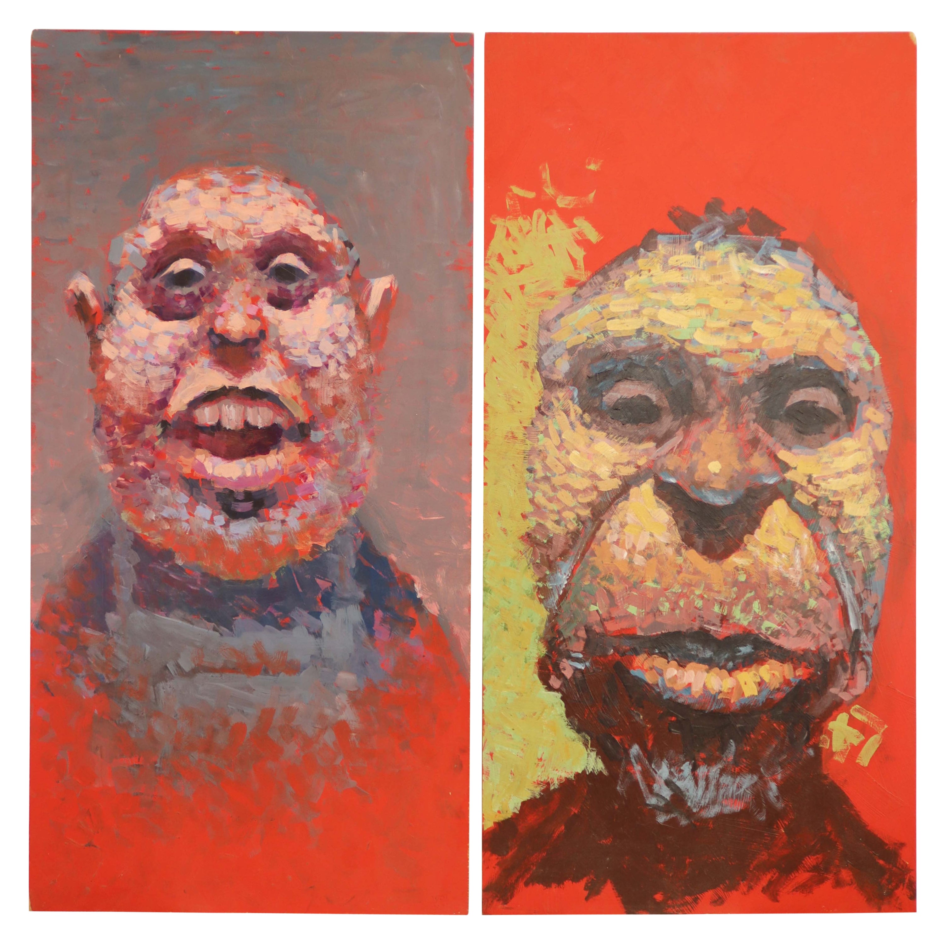 Pair of Kevin Peterson Pair of Portraits Contemporary Pop Surrealism Paintings