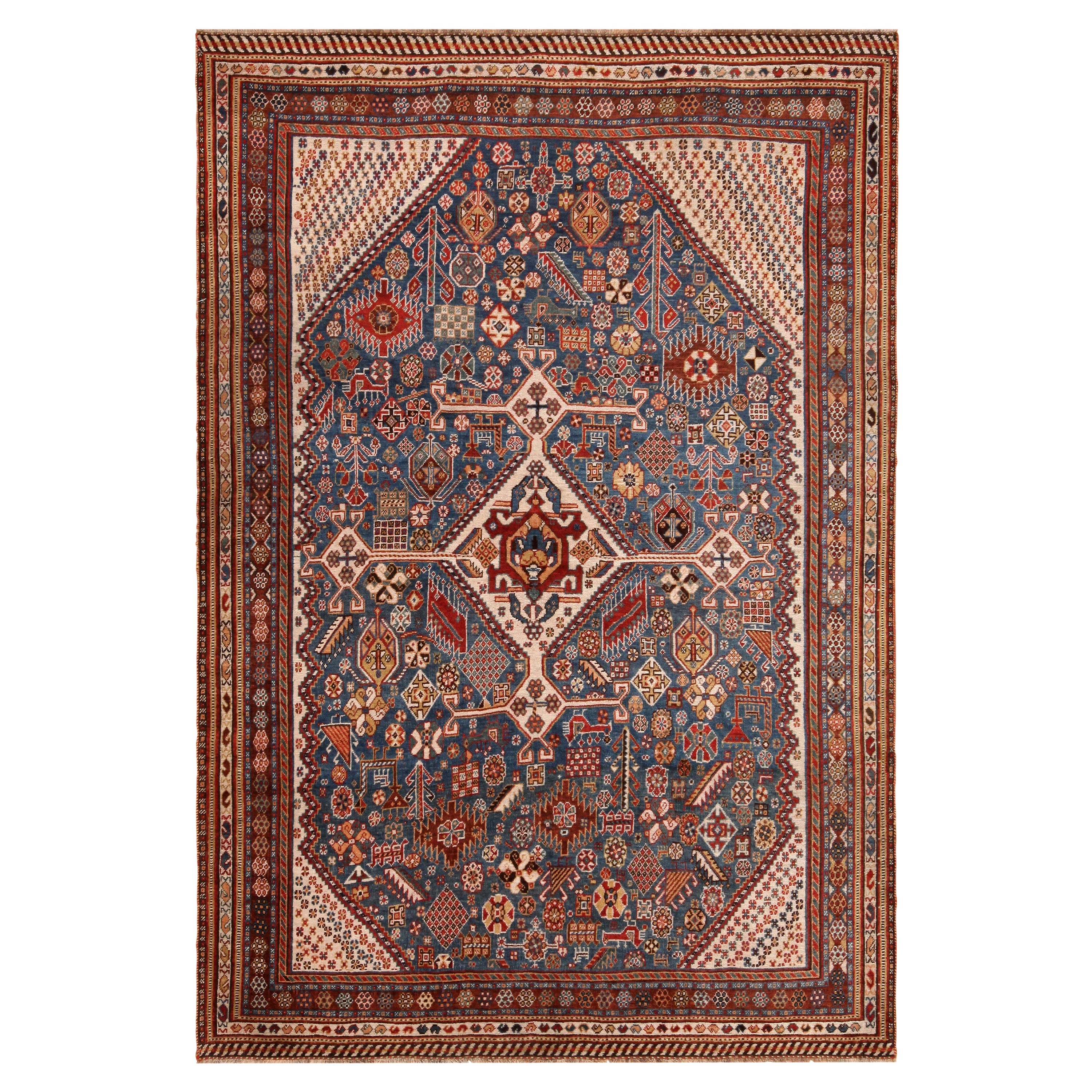 Nazmiyal Collection Antique Persian Qashqai Rug. Size: 4 ft 10 in x 7 ft 2 in