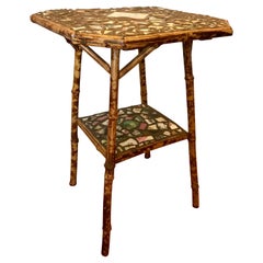 19th Century English Bamboo Table with " Mosaic " Top