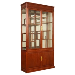 Vintage Lovely Oriental Chinese Rosewood Curio Display Cabinet Bookcase Working Light