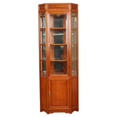 Lovely Oriental Chinese Rosewood Longevity Corner Display Cabinet with Light