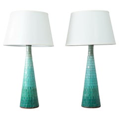 Pair of Turquoise Mosaic Table Lamps